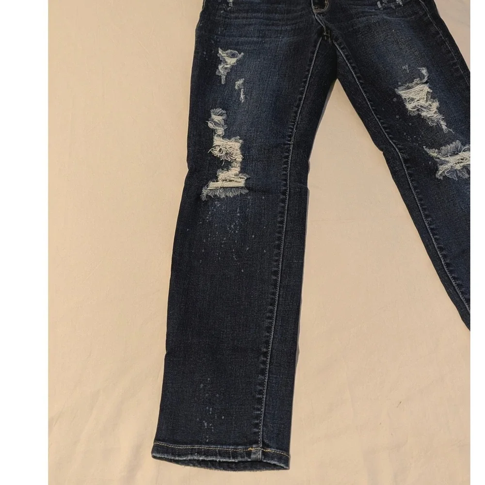 Judy Blue Distressed Boyfriend Jeans Dark Wash Paint Splatter Women's Size 3/26